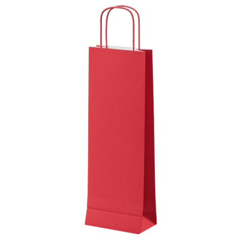 Birotică și Papetărie - Punga hartie sticle maner rasucit 14 x 8 x 39 cm rosu/alb papiroti