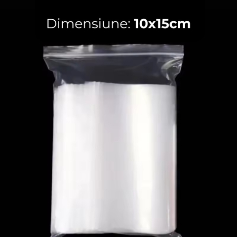 Cadouri Jucării Copii Grădiniță - Punga ziplock OFFICE-COVER, 10x15cm, 10 microni, plastic transparent, set 100 buc