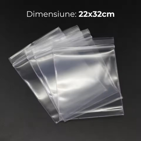 Cadouri Jucării Copii Grădiniță - Punga ziplock OFFICE-COVER, 22x32cm, 10 microni, plastic transparent, set 100 buc
