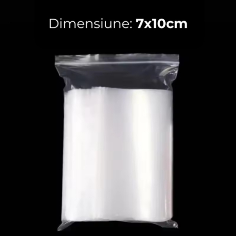 Cadouri Jucării Copii Grădiniță - Punga ziplock OFFICE-COVER, 7x10cm, 10 microni, plastic transparent, set 100 buc