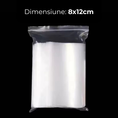 Cadouri Jucării Copii Grădiniță - Punga ziplock OFFICE-COVER, 8x12cm, 10 microni, plastic transparent, set 100 buc
