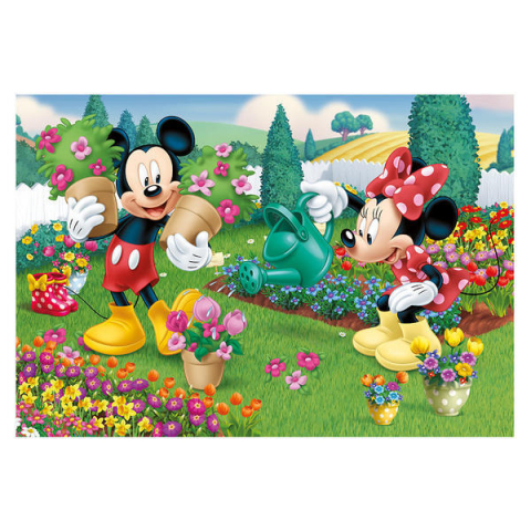 Jucării și Jocuri pentru copii - Puzzle 2 in 1 - Minnie la treaba (2 x 77 piese)