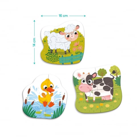 Puzzle 3 in 1  - Animalutele de la ferma (2,3,4 piese) [4]