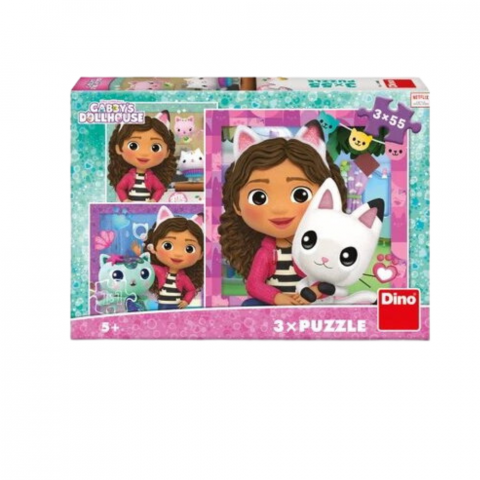 Jucării și Jocuri pentru copii - Puzzle 3 in 1 - Gabby si prietenii ( 3 x 55 piese)