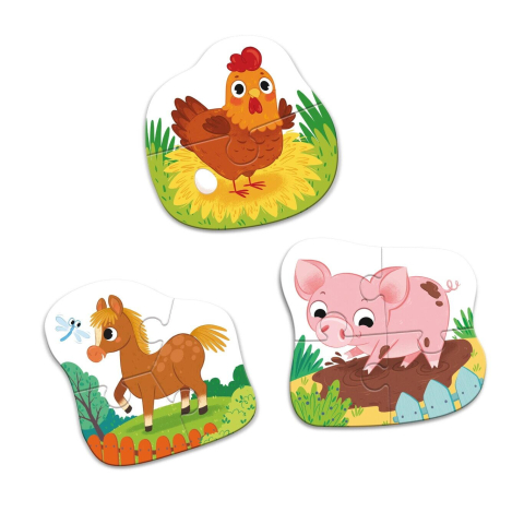 Puzzle 3 in 1 - O zi la ferma (2,3,4 piese) [1]