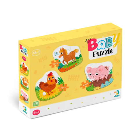 Jucării și Jocuri pentru copii - Puzzle 3 in 1 - O zi la ferma (2,3,4 piese)