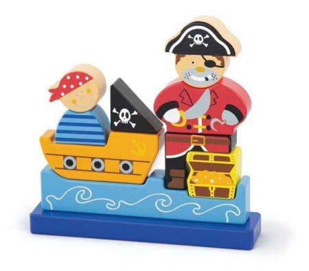 Puzzle cu piese magnetice - Puzzle Magnetic, 3D, Pirati, 10 piese, Viga Toys
