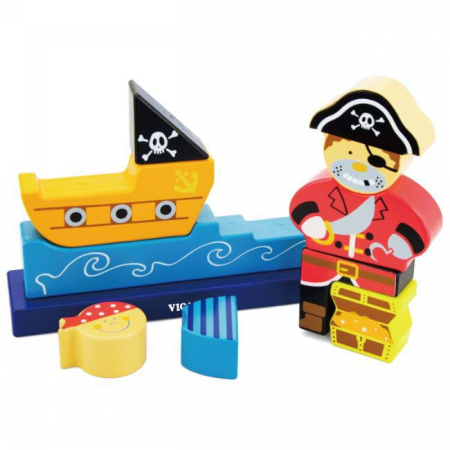 Puzzle Magnetic, 3D, Pirati, 10 piese, Viga Toys [1]