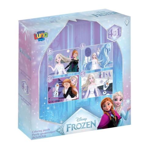 Jucării și Jocuri pentru copii - Puzzle 4in1 12/15/20/24 piese 28x6x275cm Frozen Luna