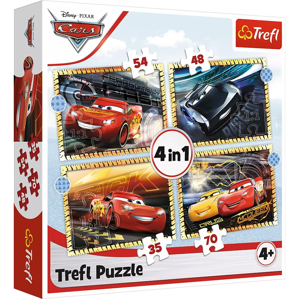 Jucării și Jocuri pentru copii - Puzzle 4in1 cars - pe locuri, fiti fata, start