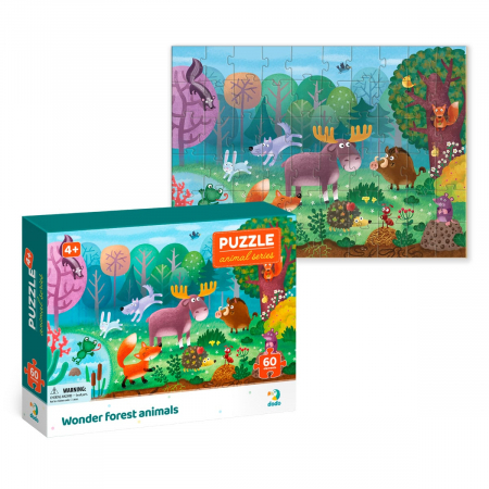Puzzle 60 de piese, Animalele din Padurea Minunata, 4-7 ani [3]