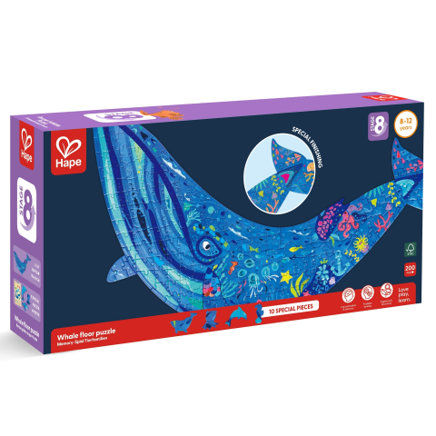 Puzzle - Balena cu cocoasa cu piese tematica ocean, 200 piese, copii varsta 8 ani+ [2]
