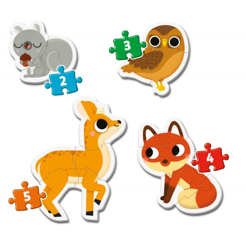 Puzzle carton 2-5 piese Clementoni Supercolor My first - Animale din padure, 20814 / 434862, 2+ ani [1]