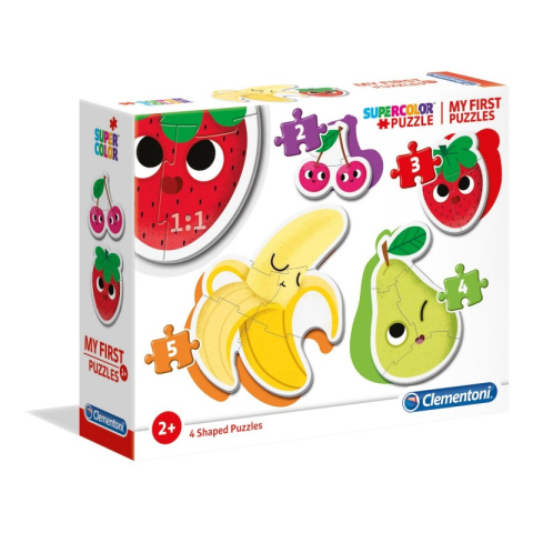 Birotică și Papetărie - Puzzle carton 2-5 piese Clementoni Supercolor My first - fructe, set 4x, 20815, 2+ ani