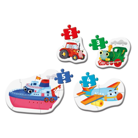 Puzzle carton 2-5 piese Clementoni Supercolor My first - vehicule, set 4x, 20811, 2+ ani [1]