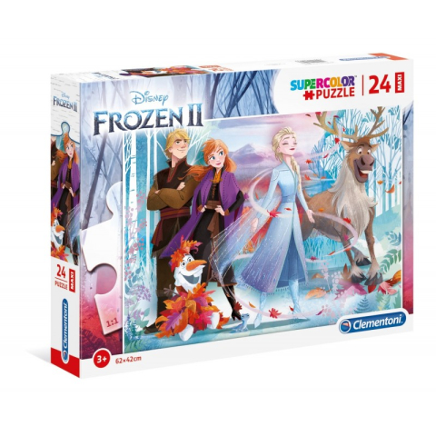 Birotică și Papetărie - Puzzle carton 24 piese Clementoni Supercolor Maxi - Frozen - in the wood, 28513, 3+ ani