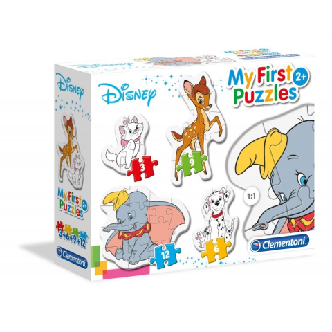 Birotică și Papetărie - Puzzle carton 4in1 3-12 piese Clementoni My first - Disney Clasic - set 4x personaje, 20806, 2+ ani