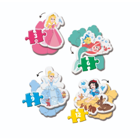 Puzzle carton 4in1 3-12 piese Clementoni My first - Disney Princess - set 4x personaje, 20813, 2+ ani [2]