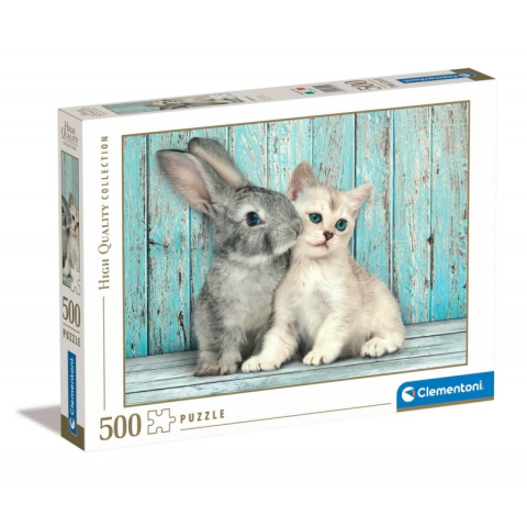 Birotică și Papetărie - Puzzle carton 500 piese Clementoni Iepuras si Pisica, 35004, 10+ ani