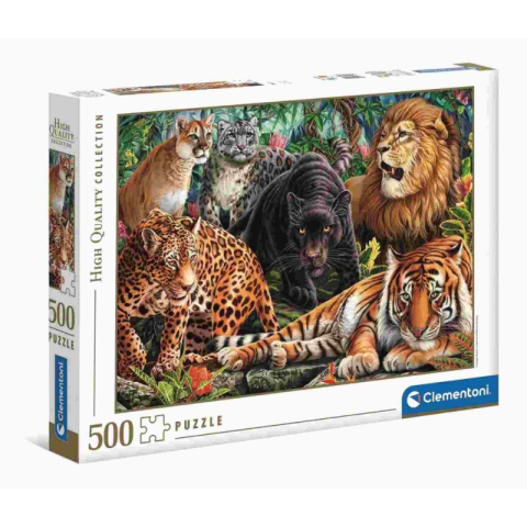 Birotică și Papetărie - Puzzle carton 500 piese Clementoni Wild Cats, 35126, 10+ ani