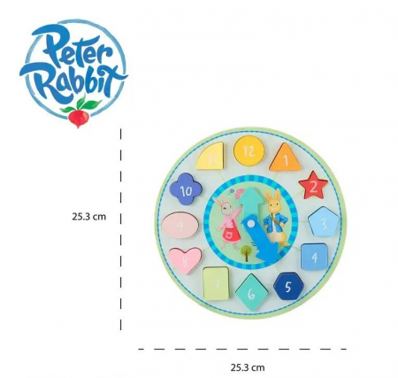 Puzzle ceas din lemn, incastru, Peter Rabbit™, Orange Tree Toys, varsta 1 - 3 ani, Baiat, Fata [3]