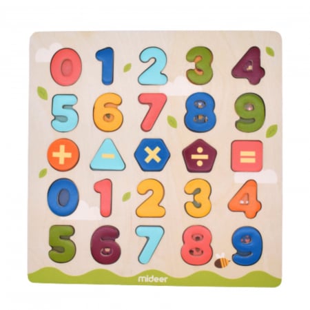 Puzzle cu piese magnetice - Joc puzzle lemn cu cifre magnetice  ⭐ matematica.