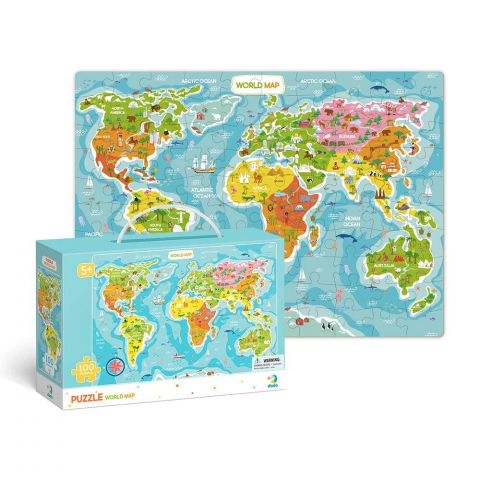 Puzzle 100 - 299 piese - Puzzle - Continentele lumii (100 piese)
