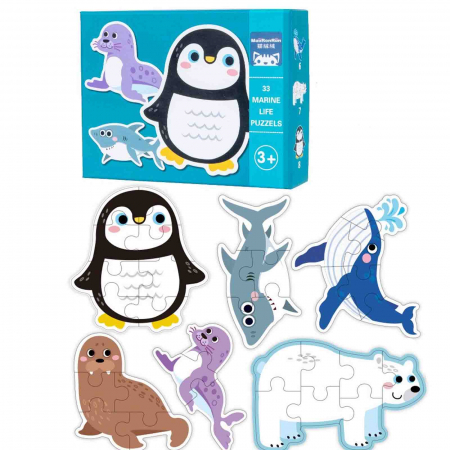 Jucării și Jocuri pentru copii - Puzzle copii cu Animale marine, 33 piese - Micostore.ro