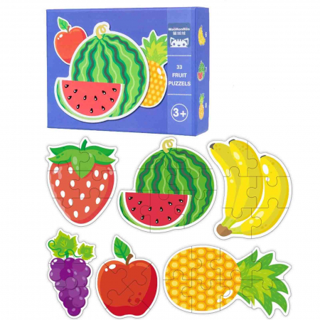 Jucării și Jocuri pentru copii - Puzzle copii cu Fructe, Set 6 puzzle-uri, piese mari