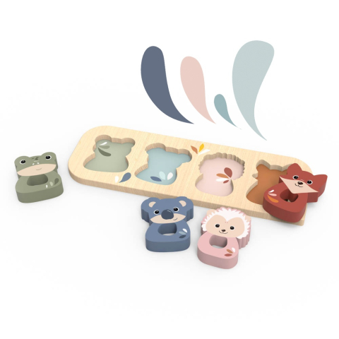Jucării și Jocuri pentru copii - Puzzle cu animale din lemn, Speedy Monkey pentru Baiat, Fata varsta 1 - 3, 3 - 6