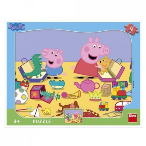 Jucării și Jocuri pentru copii - Puzzle cu rama - La joaca cu Peppa Pig (12 piese)