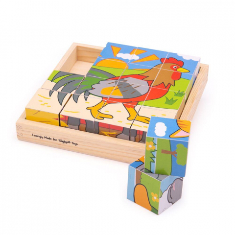 Jucării și Jocuri pentru copii - Puzzle cubic - Animalute de la ferma