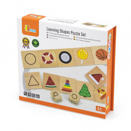Jucării și Jocuri pentru copii - Puzzle de asociere din lemn, Invatam formele, Viga Toys, 3-7 ani