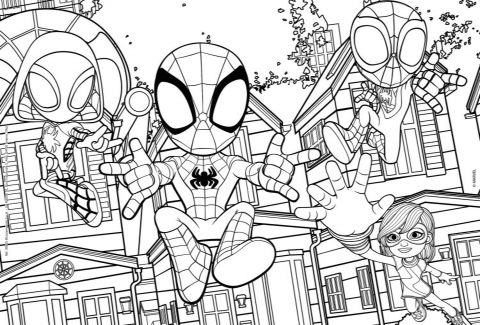 Puzzle de colorat -  Distractie cu paienjenelul Marvel si prietenii lui uimitori (24 piese) [2]