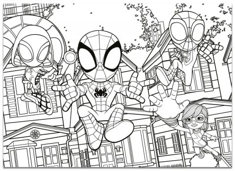 Puzzle de colorat maxi - Paienjenelul Marvel si prietenii lui uimitori (4 x 48 de piese) [1]