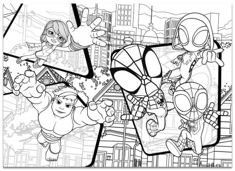Puzzle de colorat maxi - Paienjenelul Marvel si prietenii lui uimitori (4 x 48 de piese) [3]