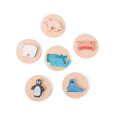 Jucării și Jocuri pentru copii - Puzzle de potrivire a formelor, Animale polare, 1-5 ani