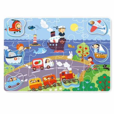 Puzzle sub 100 piese - Puzzle - Descoperim vehiculele (18 piese)