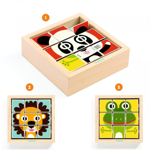 Puzzle din cuburi Tournanimo, Djeco, varsta 1 - 3 ani, Baiat, Fata [2]