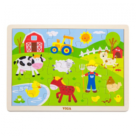 Jucării și Jocuri pentru copii - Puzzle din lemn 24 piese, La ferma