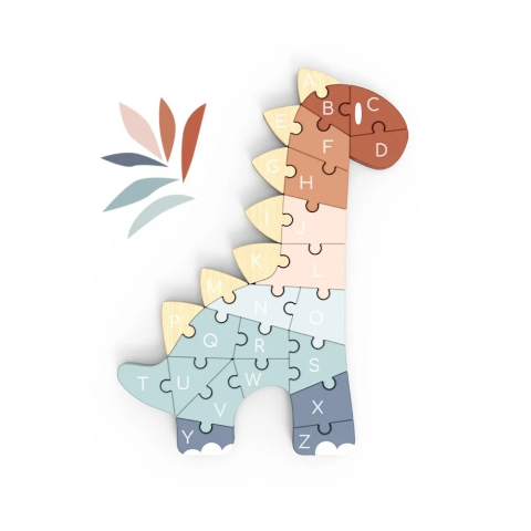 Jucării și Jocuri pentru copii - Puzzle din lemn ABC Dino, Speedy Monkey pentru Baiat, Fata varsta 1 - 3, 3 - 6