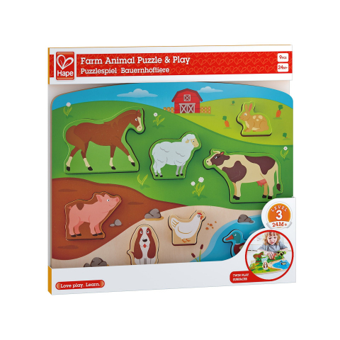 Puzzle din lemn - Animale de la ferma 3D, copii varsta 2 ani+ [2]