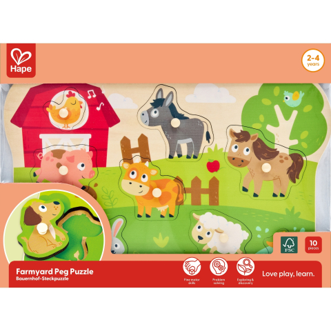 Jucării și Jocuri pentru copii - Puzzle din lemn - Animale de la ferma varsta 2 ani+