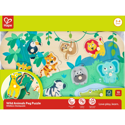 Jucării și Jocuri pentru copii - Puzzle din lemn - Animale salbatice varsta 2 ani+