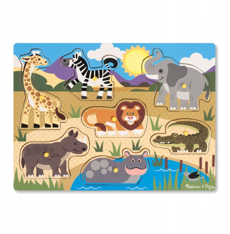 Jucării și Jocuri pentru copii - Puzzle din lemn Animalele safari