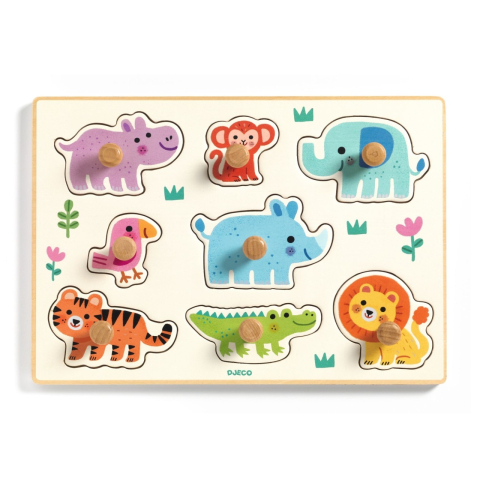Puzzle din lemn cu animale salbatice, Djeco Baiat, Fata, varsta 1 - 3 ani [2]