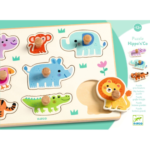 Puzzle din lemn cu animale salbatice, Djeco Baiat, Fata, varsta 1 - 3 ani [3]