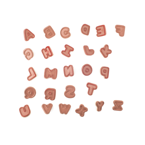 Puzzle din lemn cu butoni - Alfabet cu stampile si tusiera, copii varsta 3 ani+,6 ani+,8 ani+ [2]
