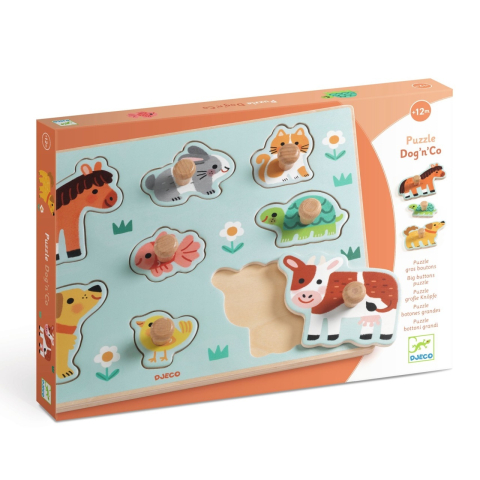 Jucării și Jocuri pentru copii - Puzzle din lemn cu butoni, Djeco Baiat, Fata, varsta 1 - 3 ani
