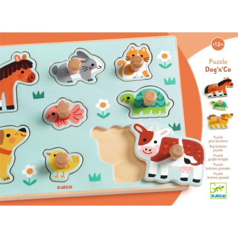 Puzzle din lemn cu butoni, Djeco Baiat, Fata, varsta 1 - 3 ani [3]